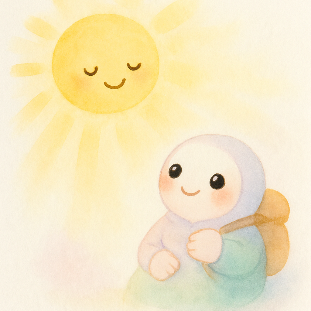 해님이 따뜻하게 빛을 비추자 나그네가 외투를 느슨하게 잡음